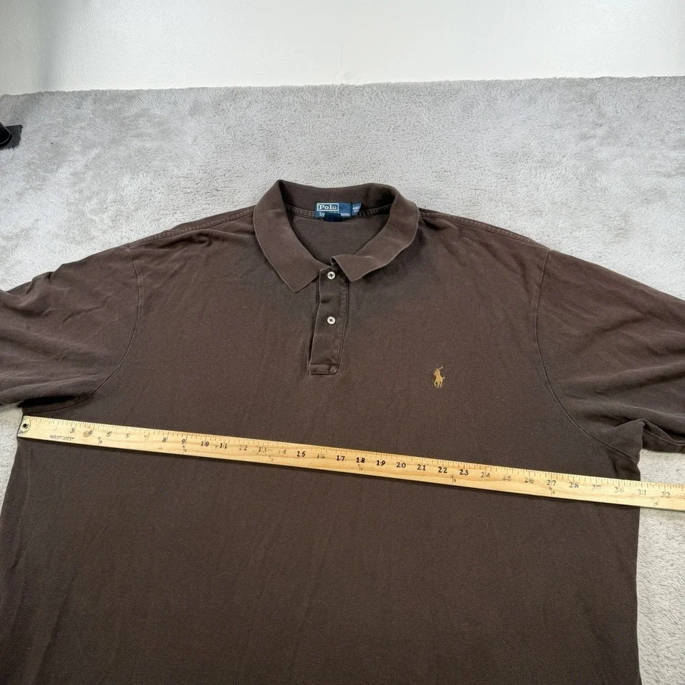 Polo Ralph Lauren Shirt Mens 4XLT Brown Short Sleeve Pony Collared Cotton Golf